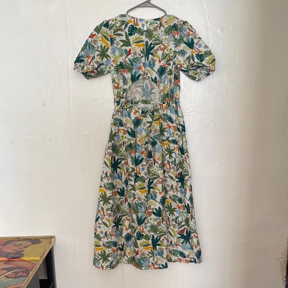 MELLODAY Green and White Tropical Midi Dress - Picture 3 of 11